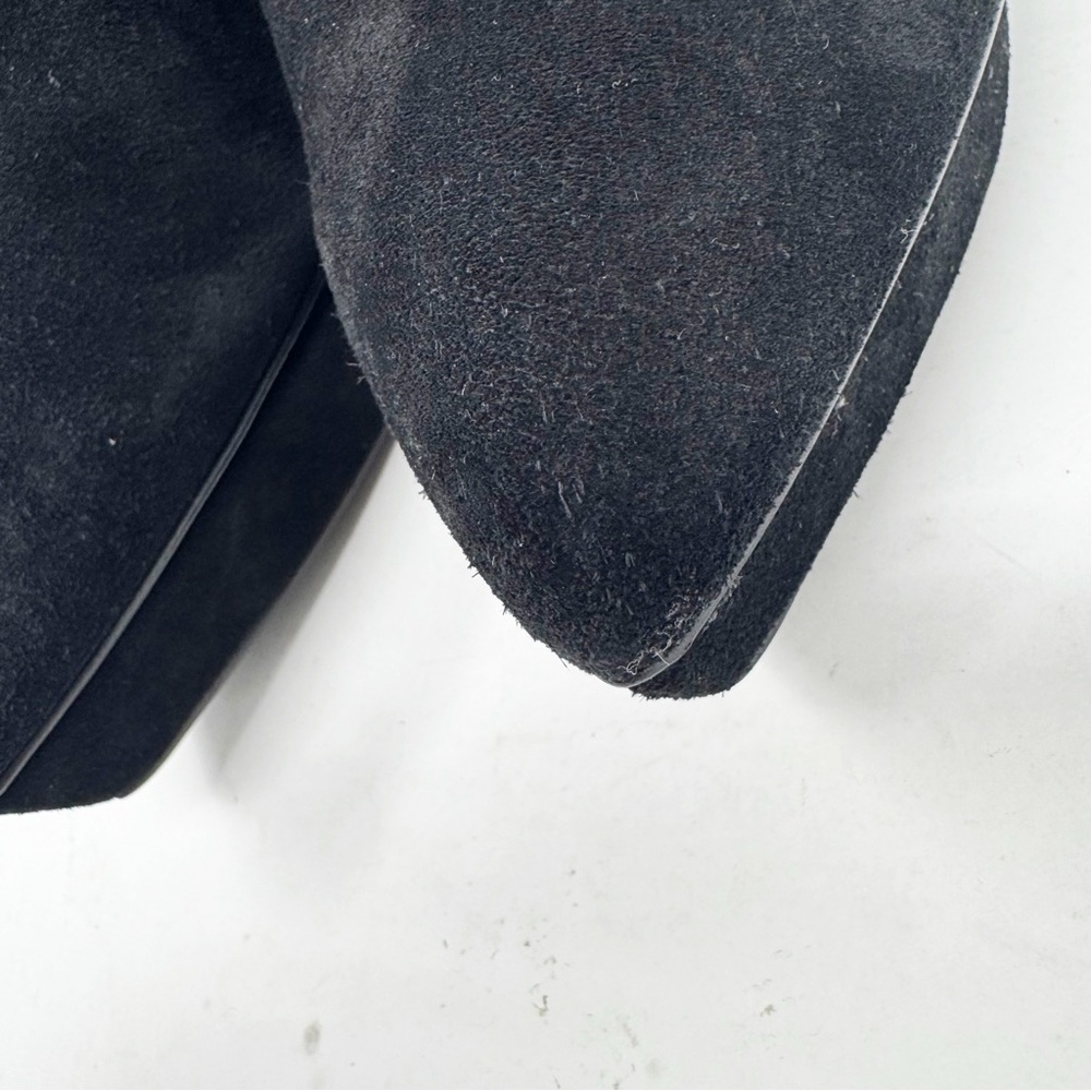 Saint Laurent Janis Concho Ankle Boots Size 37 Black Suede Platform Tassel - Picture 10 of 12